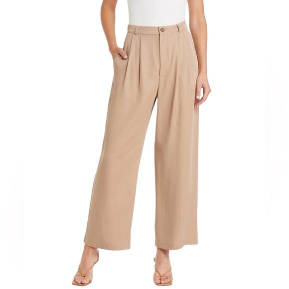 Reformation Mason Tan High-Waist Cropped Wide Legs Pants Women's 6 - Picture 7 of 7